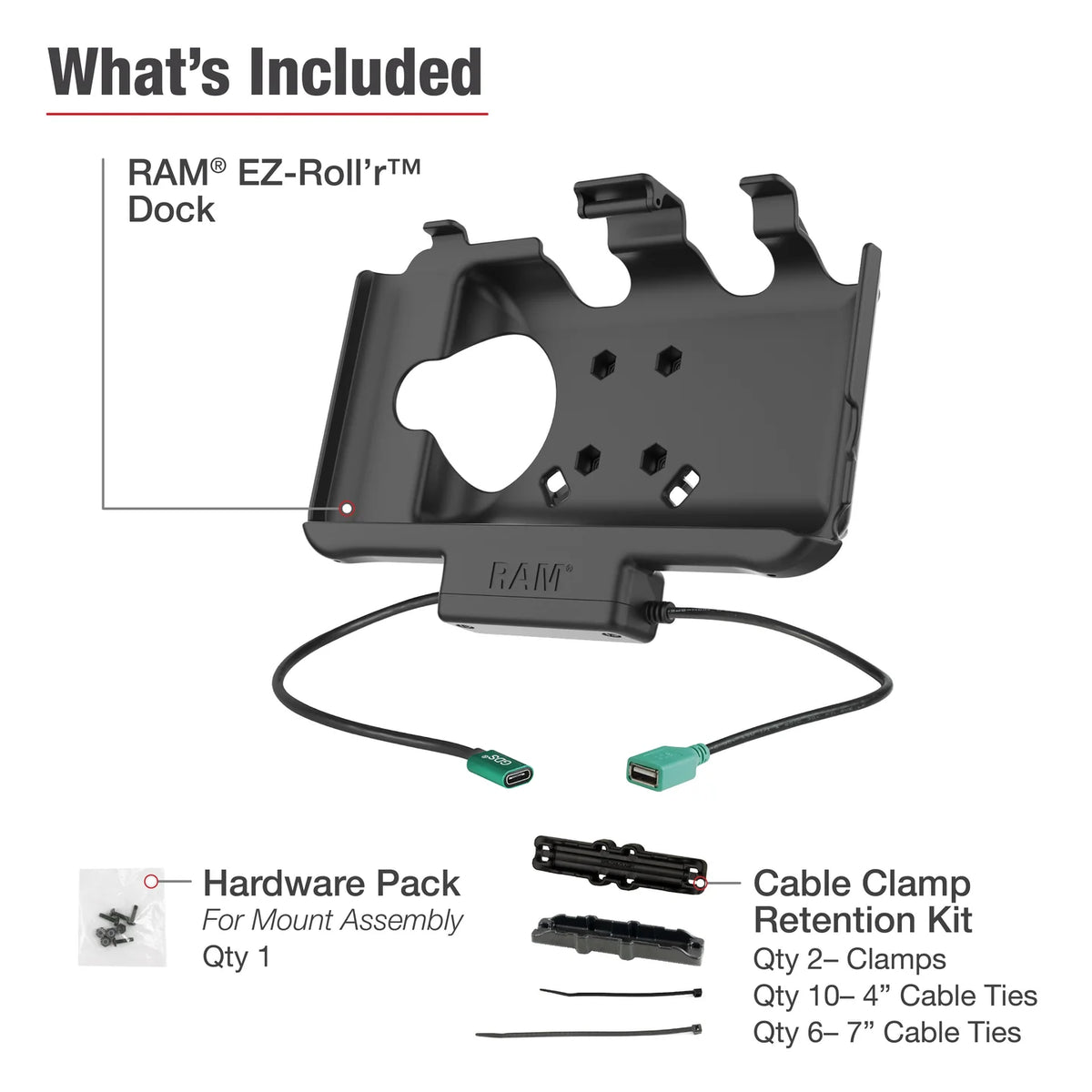 RAM EZ-Roll'r Power + Data Cradle for Samsung Tab Active5 and Tab Active3 and 2 (sku 57223)