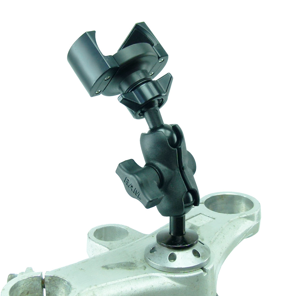 12mm Motorcycle Fork Stem Yoke Mount with RoadVise Smartphone Mobile Phone Holder fits Honda Blackbird &amp; Kawasaki Motorcycles.  (sku 31719)