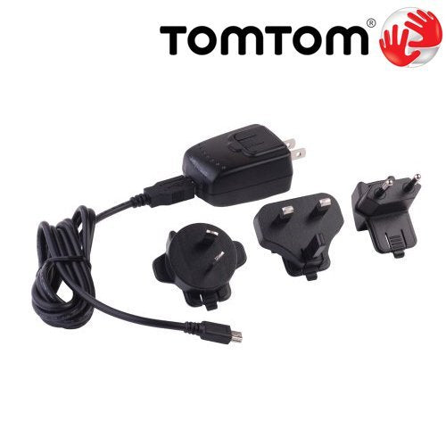 TOMTOM ORIGINAL OEM USB HOME CHARGER AC ADAPTER WITH INTERNATIONAL POWER CONNECTOR SET FOR TOMTOM ONE 125 130 140 145 XL 325 330 335 340 350 355 XXL 535 540 550 GO 520 530 540 550 620 630 640 720 730 740 750 920 930 940 950 S SE T LIVE GPS NAVIGATOR (PN P