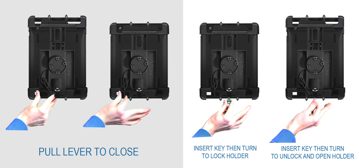 RAM Tab-Lock Universal Locking Cradle for 10" Screen Tablets WITH HEAVY DUTY CASES. (sku 19046)