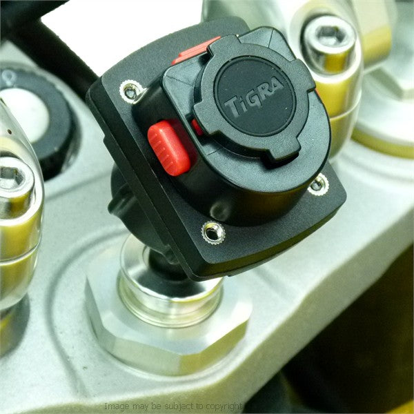 15-17mm Motorcycle Fork Stem Yoke Mount &amp; TiGRA Sport Twist &amp; Lock Adapter (sku 20249)
