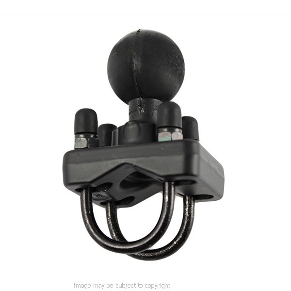 RAM DOUBLE U-BOLT MOUNT 1.5" BALL for rails 19mm to 31mm OD. RAM-235 (sku 21073)