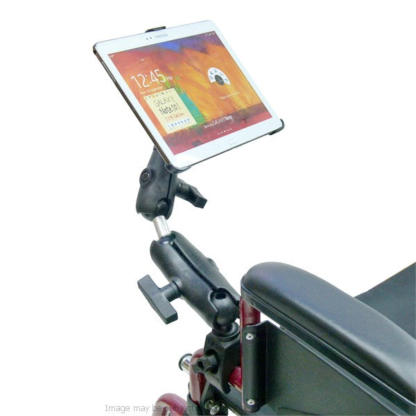 Wheelchair Rail - Tube Mount with Extension for Galaxy Note 10.1 2014 Edition. (sku 21194)