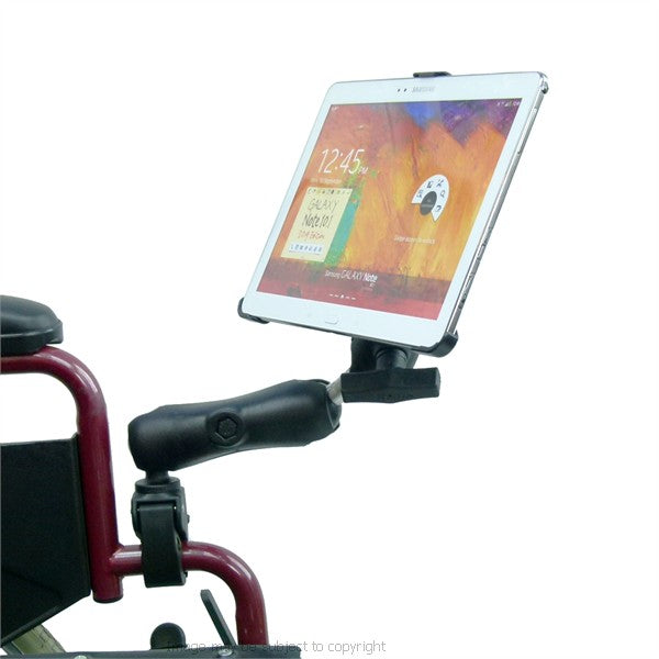 Wheelchair Rail - Tube Mount with Extension for Galaxy Note 10.1 2014 Edition. (sku 21194)