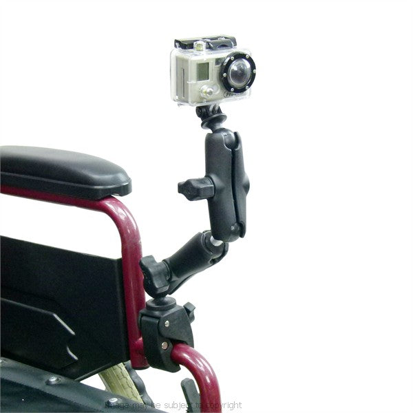 Wheelchair Rail and Tube Mount with Extension and Custom GoPro HERO Adapter (sku 21226)