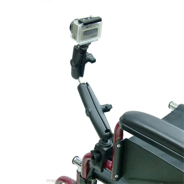 Wheelchair Rail and Tube Mount with Extension and Custom GoPro HERO Adapter (sku 21226)