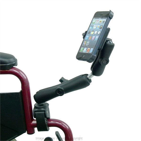Wheelchair Rail and Tube Mount with Extension and Dedicated iPhone 5S Cradle (sku 21441)