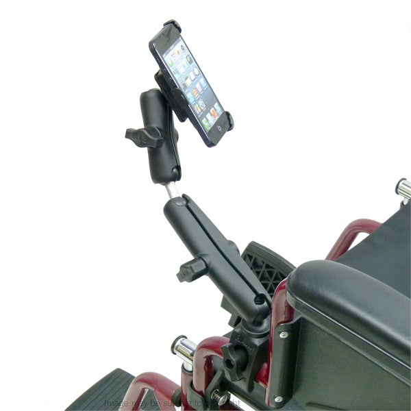Wheelchair Rail and Tube Mount with Extension and Dedicated iPhone 5S Cradle (sku 21441)