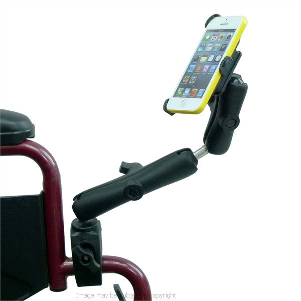 Wheelchair Rail and Tube Mount with Extension and Dedicated iPhone 5C Cradle (sku 21255)