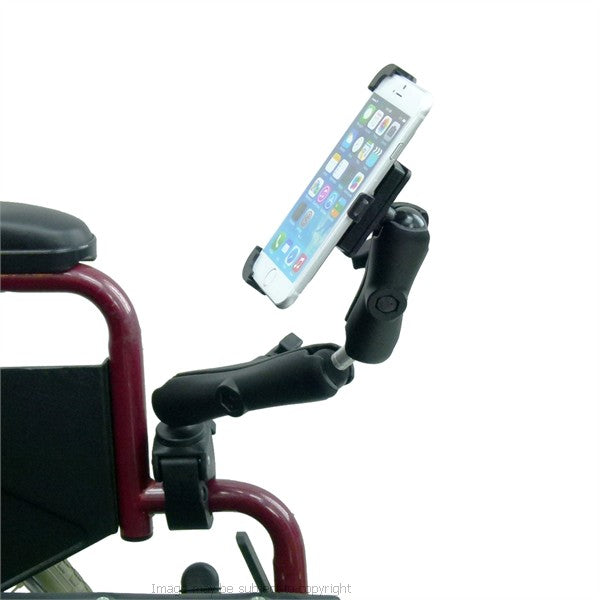 Wheelchair Rail and Tube Mount with Extension and Dedicated iPhone 7 (4.7) Cradle ( sku 35896)
