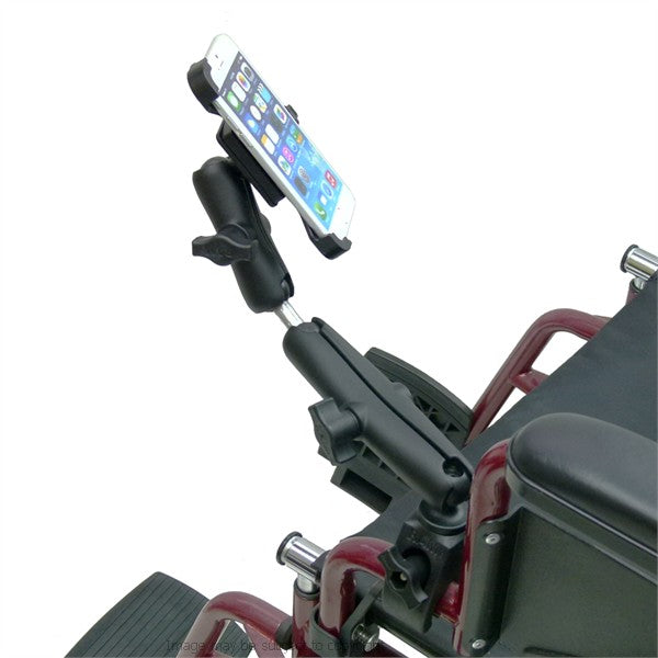 Wheelchair Rail and Tube Mount with Extension and Dedicated iPhone 6 (4.7) Cradle ( sku 21258)