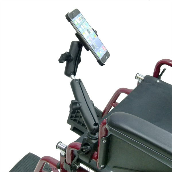 Wheelchair Rail and Tube Mount with Extension and Dedicated iPhone 6 Plus 5.5 Cradle ( sku 21259)