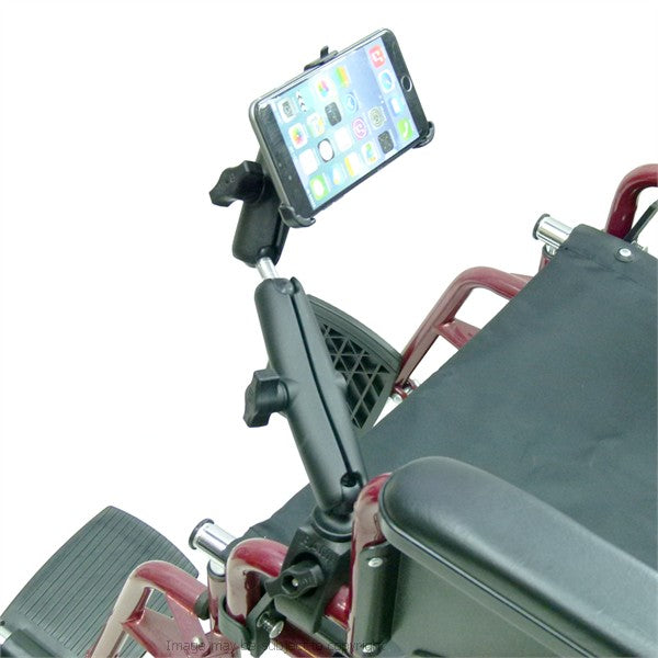 Wheelchair Rail and Tube Mount with Extension and Dedicated iPhone 6 Plus 5.5 Cradle ( sku 21259)