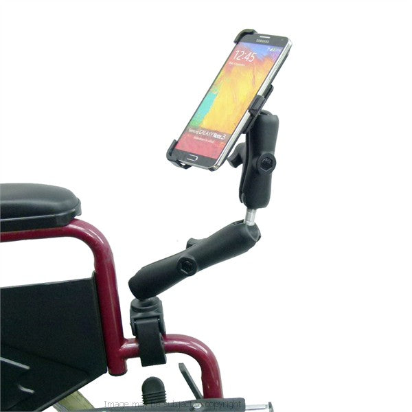 Wheelchair Rail and Tube Mount with Extension and Dedicated Galaxy Note 3 Cradle (sku 21260)