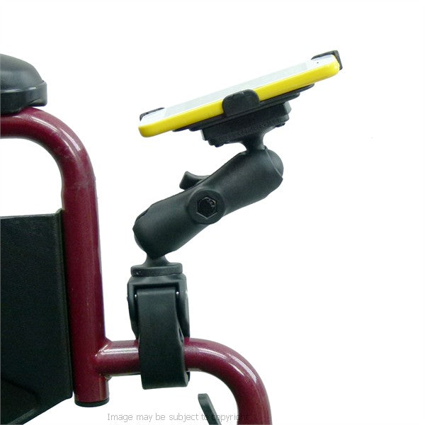 Wheelchair Rail and Tube Mount with Dedicated iPhone 5C Cradle. (sku 21265)