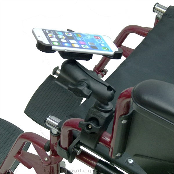 Wheelchair Rail and Tube Mount with Dedicated iPhone 6S (4.7) Cradle. (sku 31259)