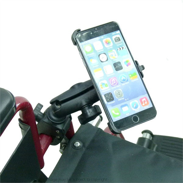 Wheelchair Rail and Tube Mount with Dedicated iPhone 6 Plus Cradle. (sku 21267)