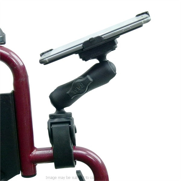 Wheelchair Rail and Tube Mount with Dedicated iPhone 6 Plus Cradle. (sku 21267)