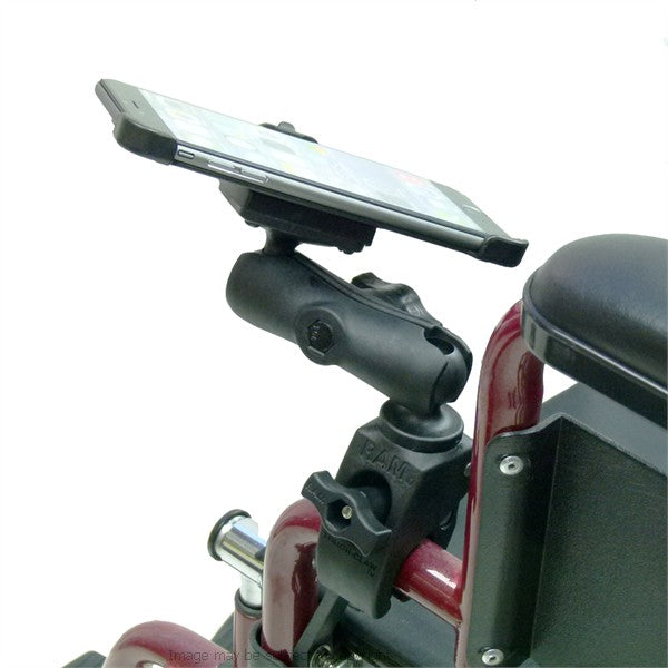 Wheelchair Rail and Tube Mount with Dedicated iPhone 6 Plus Cradle. (sku 21267)