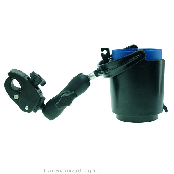 Wheelchair Rail and Tube Mount with Self Leveling Drink Holder (sku 21308)