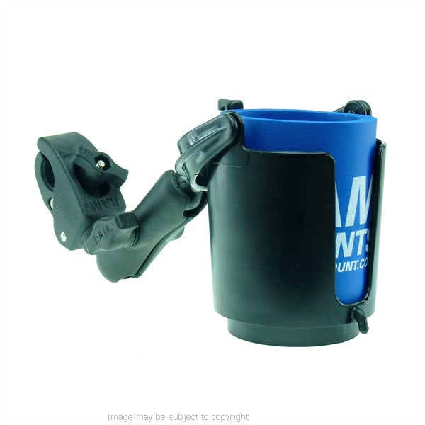 Wheelchair Rail and Tube Mount with Self Leveling Drink Holder (sku 21308)