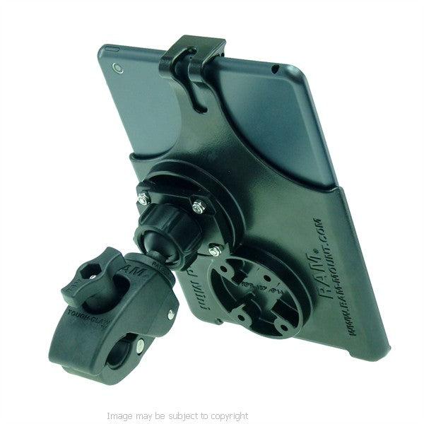 RAM Model Specific Form-Fitted Cradle for iPad Mini with 1" Rubber Ball Tough Claw Handlebar Mount (sku 21423)