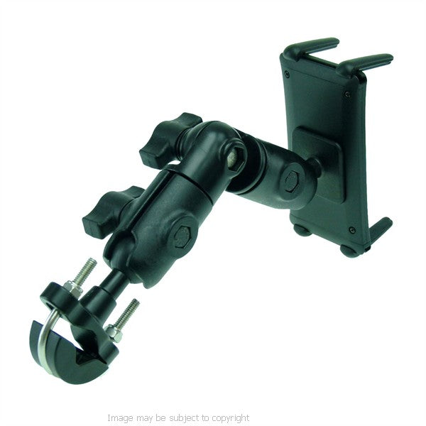Wheelchair U-Bolt Mount with Double Socket Swivel Arm and Slim-Grip Ultra Phone - Tablet Holder (sku 21531)