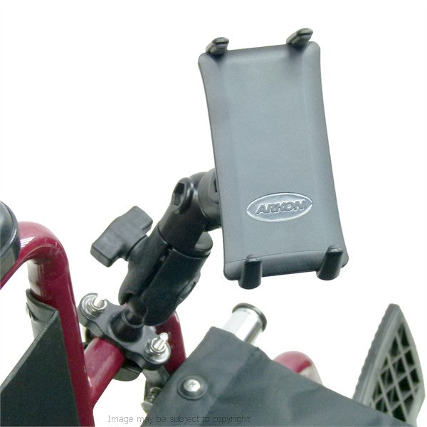 Wheelchair U-Bolt Mount with Double Socket Swivel Arm and Slim-Grip Ultra Phone - Tablet Holder (sku 21531)