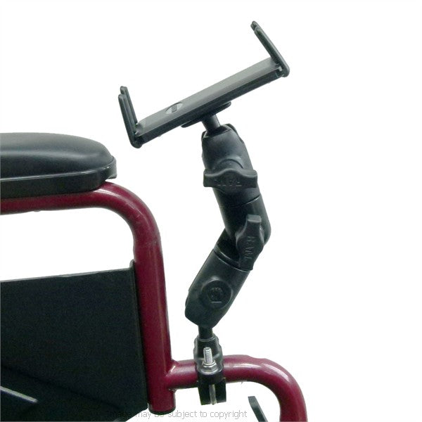 Wheelchair U-Bolt Mount with Double Socket Swivel Arm and Slim-Grip Ultra Phone - Tablet Holder (sku 21531)