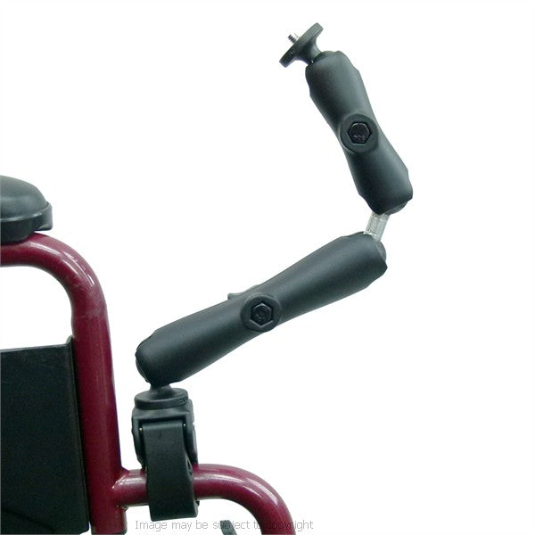 Wheelchair Rail and Tube Mount with Extension and Camera - Camcorder Round Threaded Stud Base (sku 21546)