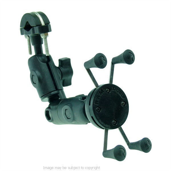 Wheelchair U-Bolt Mount with Double Socket Swivel Arm and X-Grip Universal Phone Holder for iPhone 7 PLUS (sku 42842)
