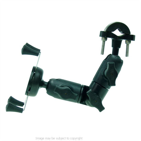 Wheelchair U-Bolt Mount with Double Socket Swivel Arm and X-Grip Universal Phone Holder (sku 21550)