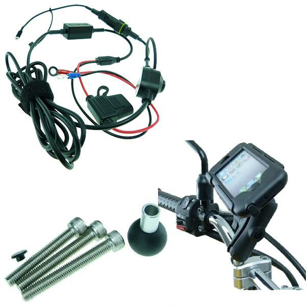 High Power Hardwire Extended M8 Tough Case Motorcycle Mount Bundle for iPhone 5 (sku 21579)