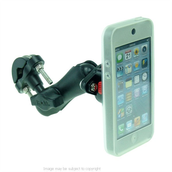 Wheelchair U-Bolt and Double Socket Arm Mount with Lightweight iPhone 5S Case and RainGuard (sku 30041)