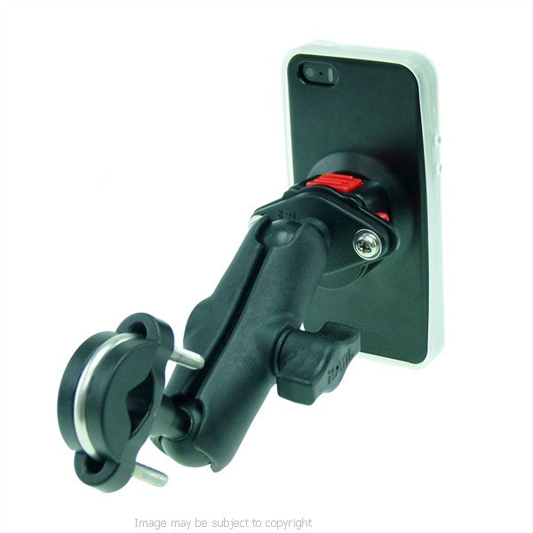 Wheelchair U-Bolt and Double Socket Arm Mount with Lightweight iPhone 5 Case and RainGuard (sku 21592)