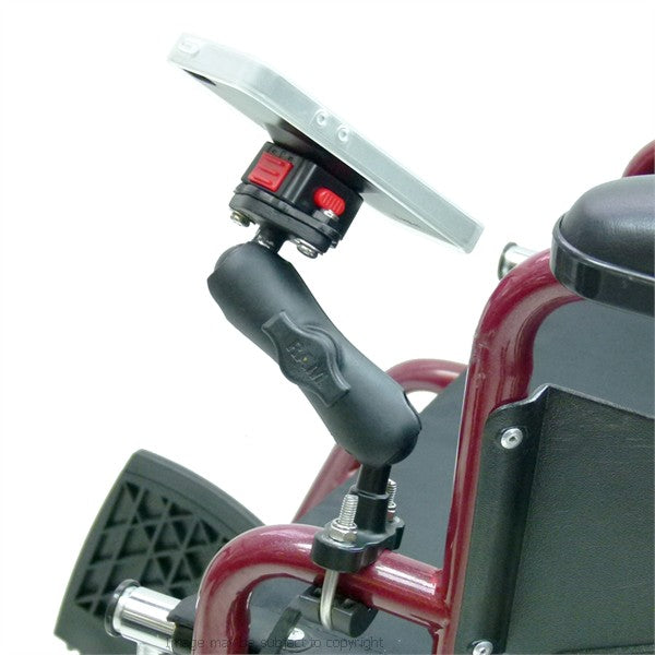 Wheelchair U-Bolt and Double Socket Arm Mount with Lightweight iPhone 5S Case and RainGuard (sku 30041)