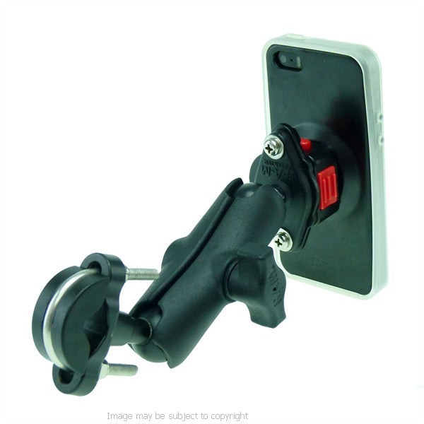 Wheelchair U-Bolt - Double Socket Arm Mount with Lightweight iPhone 5S Case &amp; RainGuard. (sku 21596)