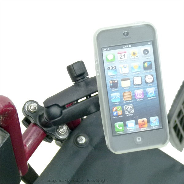 Wheelchair U-Bolt - Double Socket Arm Mount with Lightweight iPhone 5C Case &amp; RainGuard. (sku 21609)