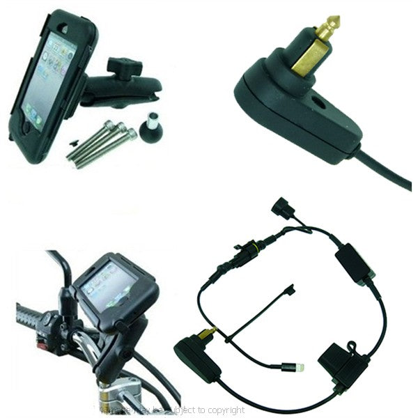 High Power Hella DIN Extended M8 Motorcycle Tough Case Mount for iPhone 5S (sku 21630)