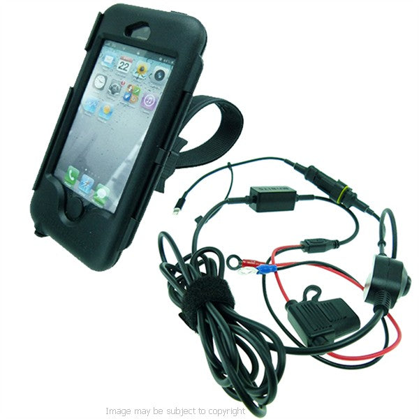 High Power Hardwire Locking Strap Tough Case Motorcycle Mount Bundle for iPhone 5S (sku 21634)