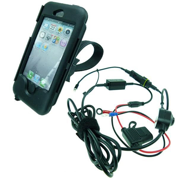 High Power Hardwire Locking Strap Tough Case Motorcycle Mount Bundle for Apple iPhone SE 1st edition (sku 34741)