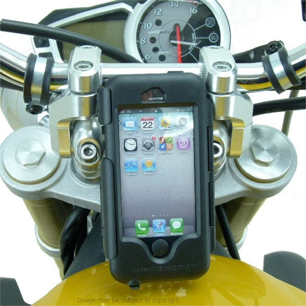 High Powered Hardwire 15mm-17mm iPhone 5S Sports Motorcycle Fork Stem Tough Case Yoke Mount (sku 21642)