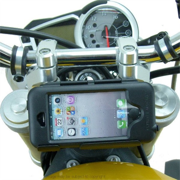 High Power Hardwire 20.5mm-24.5mm Motorcycle Fork Stem Tough Case Yoke Mount for iPhone SE (sku 34732)