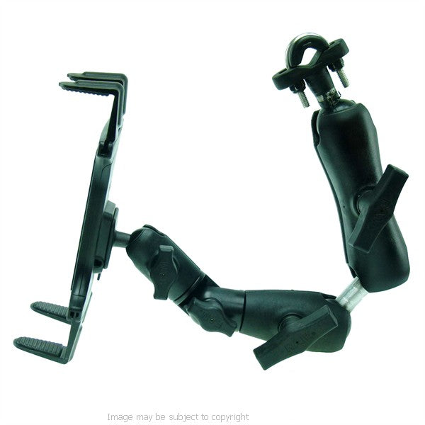 Wheelchair Rail - Tube Mount with Extension &amp; Tablet Holder for Apple iPad. (sku 21663)