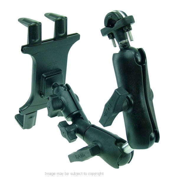 Wheelchair Rail - Tube Mount with Extension &amp; Tablet Holder for Apple iPad. (sku 21663)