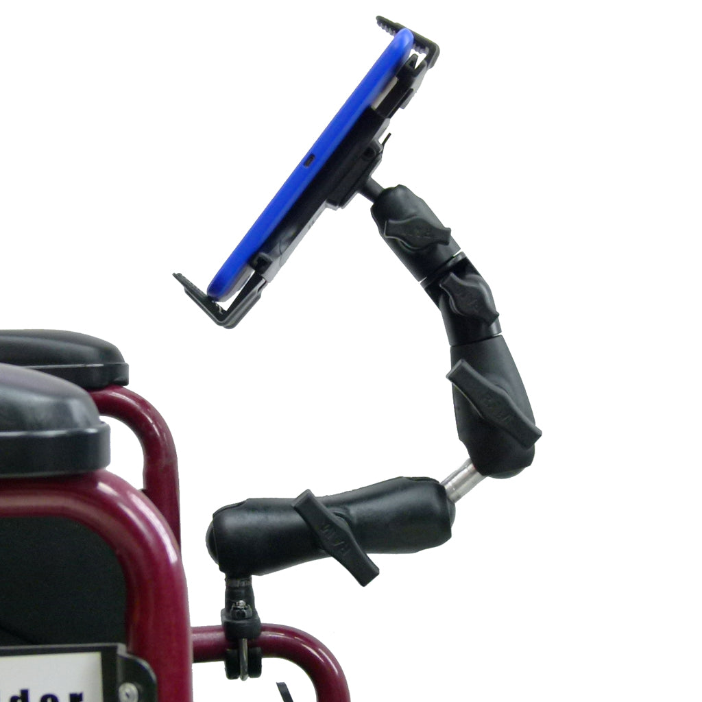 Wheelchair Rail and Tube Mount with Extension and Tablet Holder for Tesco Hudl. (sku 21670)