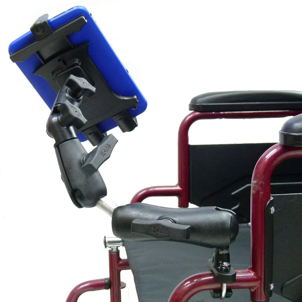 Wheelchair Rail and Tube Mount with Extension and Tablet Holder for Tesco Hudl. (sku 21670)