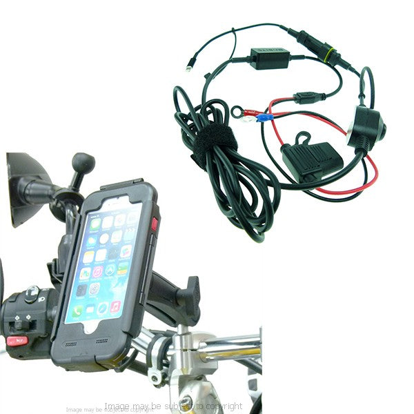 High Power Hardwire TiGRA BikeCONSOLE Waterproof Case with Extended M8 Motorcycle Mount for iPhone 7 (sku 45242)