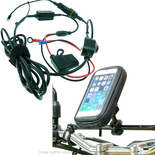 High Power Hardwire Water Resistant iPhone SE 2 (2020) Motorcycle Crossbar Mount (sku 53501) - BuyBits Ltd UK