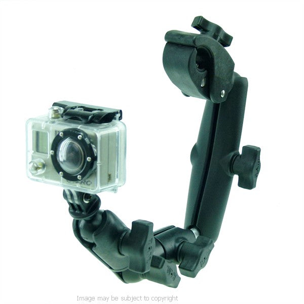 Wheelchair Rail - Tube Mount for GoPro Hero with Extension &amp; Double Socket Swivel Arm (sku 21709)